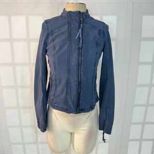 🔥5/$25 sale🔥 Peyton Jensen Evereve Blue Full Zip Lined Cotton Blend Moto Jacket